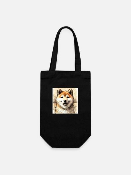 Drawing by Shiba Inu - Gift Bag for Bottles - black