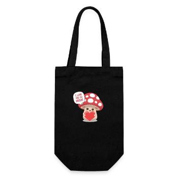 Je t’aime tellement Mush - Jeu de mots sur l’amour des champignons mignons - Sac à bouteille - noir - Devant