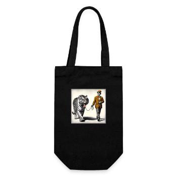 Spaziergang mit Tiger - Geschenkbeutel für Flaschen - Schwarz - Vorne