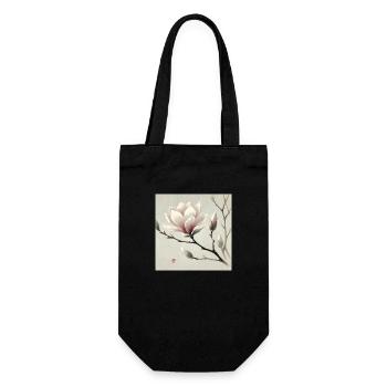 Japanese style magnolia flower - Gift Bag for Bottles - black - Front