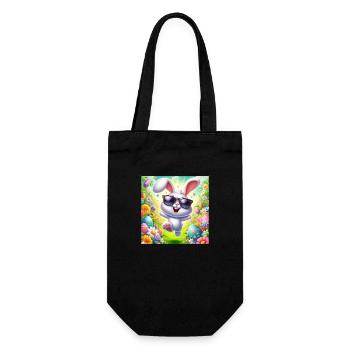 Fröhlicher Osterhase - Geschenkbeutel für Flaschen - Schwarz - Vorne