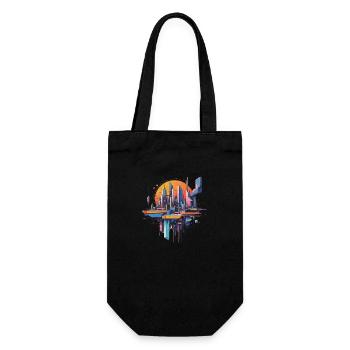 Abstract city with the sun behind it - Gift Bag for Bottles - black - Front