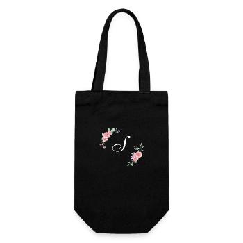Lettre s florale rose - Sac à bouteille - noir - Devant