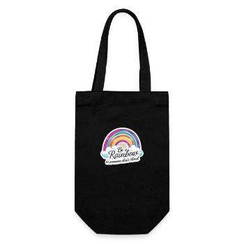 Sei ein Regenbogen in der Wolke eines anderen Bunten - Geschenkbeutel für Flaschen - Schwarz - Vorne