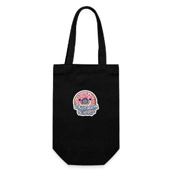 Donut Worry Be Happy Cute Kawaii Dessert Pun - Gift Bag for Bottles - black - Front