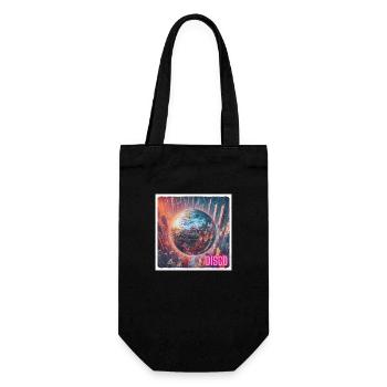 Discokugel vor Großstadt - Geschenkbeutel für Flaschen - Schwarz - Vorne