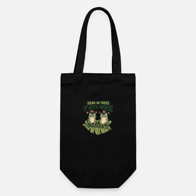 Accrochez-vous, ça s’aggrave Cartoon Frog Design - Sac à bouteille - noir