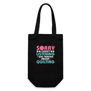 I Was Thinking About Quilting Quilting Quilter - Gift Bag for Bottles - black - Front