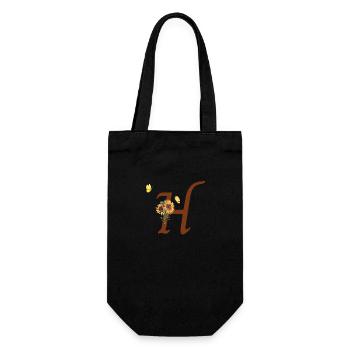 Lettre h tournesol papillon - Sac à bouteille - noir - Devant