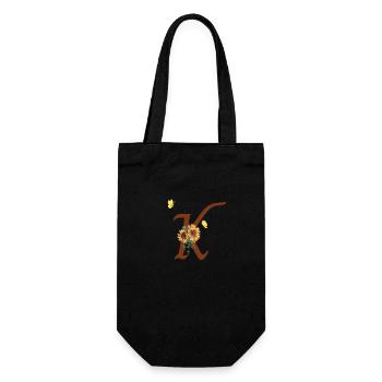 Letter k sunflower butterfly - Gift Bag for Bottles - black - Front