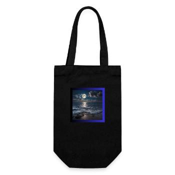 Full moon with sea - Gift Bag for Bottles - black - Front