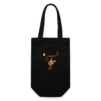 Lettre t tournesol papillon - Sac à bouteille - noir - Devant