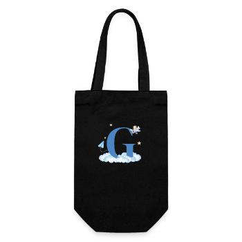 Letter G Blue Clouds Airplane Child - Gift Bag for Bottles - black - Front