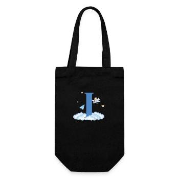 Letter i Blue Clouds Airplane Child - Gift Bag for Bottles - black - Front