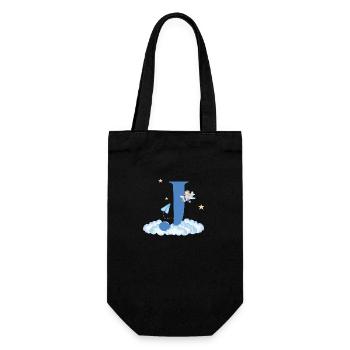 Letter j Blue Clouds Airplane Child - Gift Bag for Bottles - black - Front