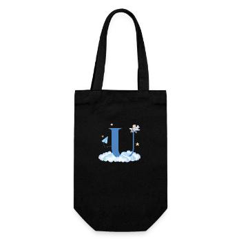 Letter u Blue Clouds Airplane Child - Gift Bag for Bottles - black - Front