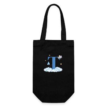 Lettre t bleu nuages avion enfant - Sac à bouteille - noir - Devant