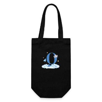 Letter Q Blue Clouds Airplane Child - Gift Bag for Bottles - black - Front