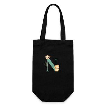 Letter n green jungle animals - Gift Bag for Bottles - black - Front