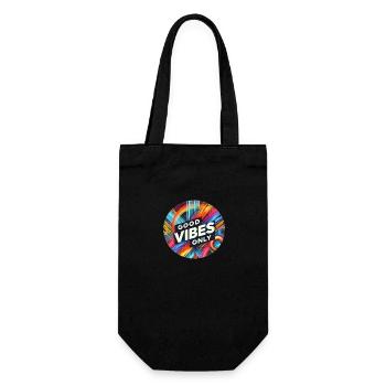 Nur gute Vibes - Geschenkbeutel für Flaschen - Schwarz - Vorne