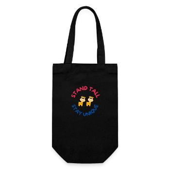 Stand Tall, Stay Unique – Cute Giraffe Motivationa - Gift Bag for Bottles - black - Front