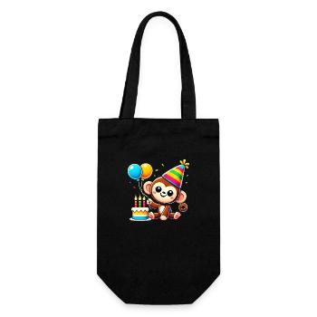 Monkey Kid Celebrating Birthday - Geschenkbeutel für Flaschen - Schwarz - Vorne