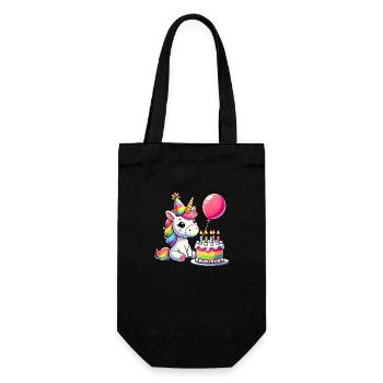 Unicorn Kid Celebrating Birthday - Geschenkbeutel für Flaschen - Schwarz - Vorne