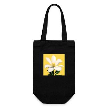 Eine beeindruckende weiße Blume - Geschenkbeutel für Flaschen - Schwarz - Vorne