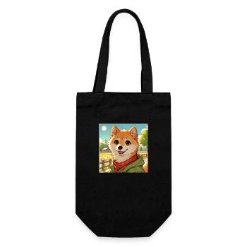 Shiba Inu im Cartoon-Stil - Geschenkbeutel für Flaschen - Schwarz - Vorne