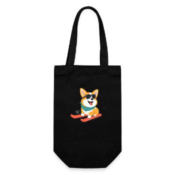 Mignon corgi skiant - Sac à bouteille - noir - Devant