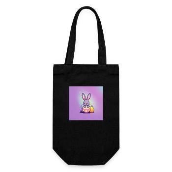 Grauer Hase und bunte Ostereier - Geschenkbeutel für Flaschen - Schwarz - Vorne