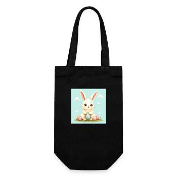 Ostern und süßer Hase – glücklich für das Fest! - Geschenkbeutel für Flaschen - Schwarz - Vorne