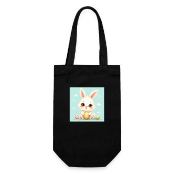 Der süße Osterhase - Geschenkbeutel für Flaschen - Schwarz - Vorne