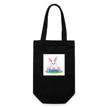 Der bunte Hase von Ostern - Geschenkbeutel für Flaschen - Schwarz - Vorne