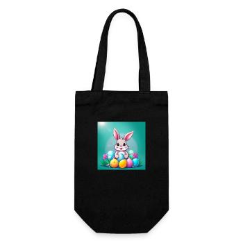Osterzauber: Hase & Ei - Geschenkbeutel für Flaschen - Schwarz - Vorne