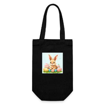Hopp, hopp! Der Osterhase kommt! - Geschenkbeutel für Flaschen - Schwarz - Vorne