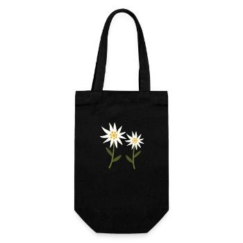 Edelweiß-Blüten - Geschenkbeutel für Flaschen - Schwarz - Vorne