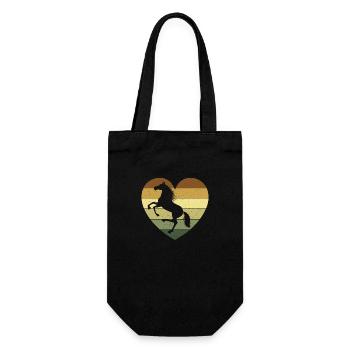 Chevaux coeur rétro Vintage cadeau cheval hobby - Sac à bouteille - noir - Devant