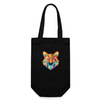 Colorful fox made of artistic pattern - Gift Bag for Bottles - black - Front