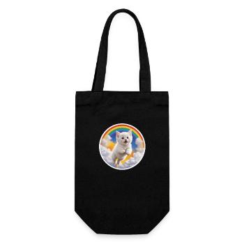 Weißes Kätzchen Regenbogen 3 - Geschenkbeutel für Flaschen - Schwarz - Vorne