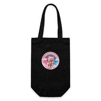 Rosa Kätzchen Regenbogen 1 - Geschenkbeutel für Flaschen - Schwarz - Vorne
