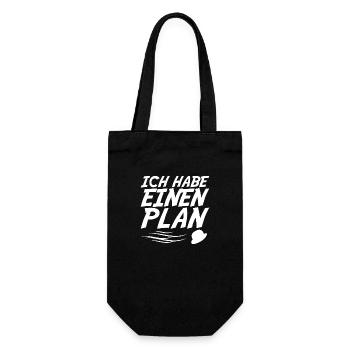 ich habe einen Plan DDR Nostalgie Geschenk - Geschenkbeutel für Flaschen - Schwarz - Vorne