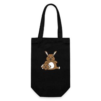 2 Bunnies Child Dad Mom Sweet Two Big Small Fat - Gift Bag for Bottles - black - Front