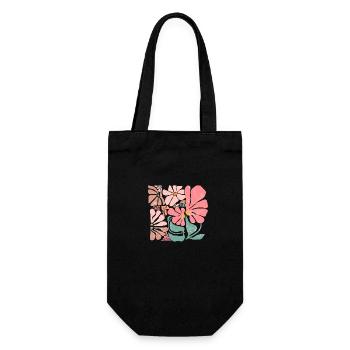 Groovy Retro Pink Blumen - Geschenkbeutel für Flaschen - Schwarz - Vorne