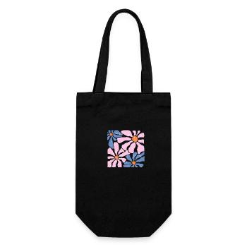 Groovy Retro Pink and Blue Flowers - Gift Bag for Bottles - black - Front