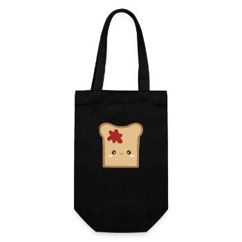 Kawaii Toast mit Marmelade - Geschenkbeutel für Flaschen - Schwarz - Vorne