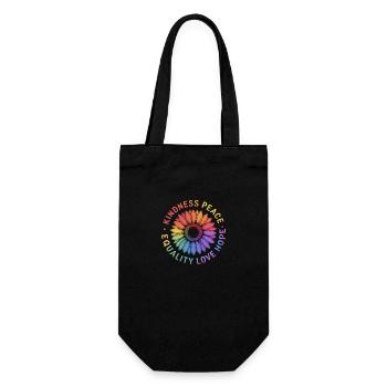 Sonnenblume Gay Pride Month Regenbogen LGBT LGBTQ+ - Geschenkbeutel für Flaschen - Schwarz - Vorne