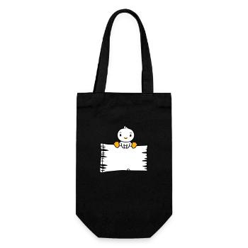 Bird Sitting on Wooden Sign Text Sign Frame Cute - Gift Bag for Bottles - black - Front