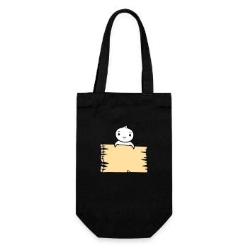 Bird Sitting on Wooden Sign Text Sign Frame Cute - Gift Bag for Bottles - black - Front