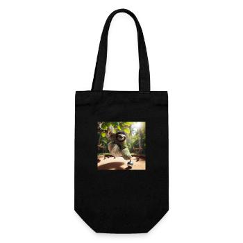Faultier Tramp Petanque - Geschenkbeutel für Flaschen - Schwarz - Vorne